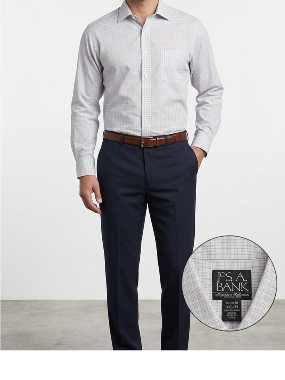 Jos. A. Bank Signature Collection Shirt 16.5 34 Egyptian Cotton Tailored Fit